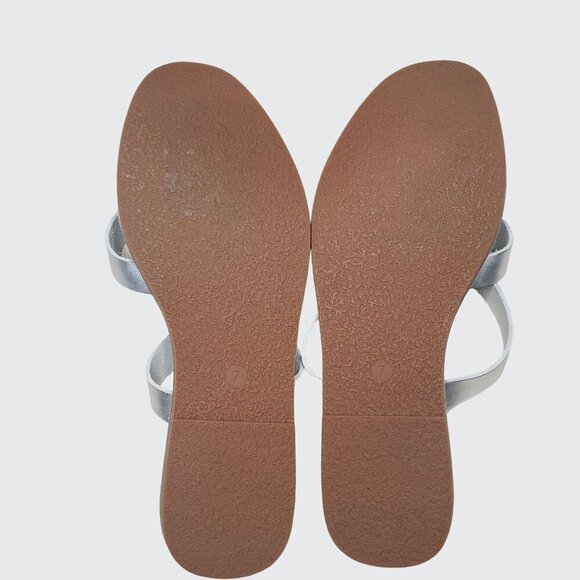 NWOT Madewell Boardwalk Thong Silver Strappy Metallic Flip Flop Sandals Size 7 - Picture 6 of 7